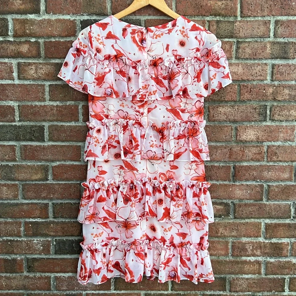 Badgley Mischka Floral Ruffle Dress - Picture 9 of 9